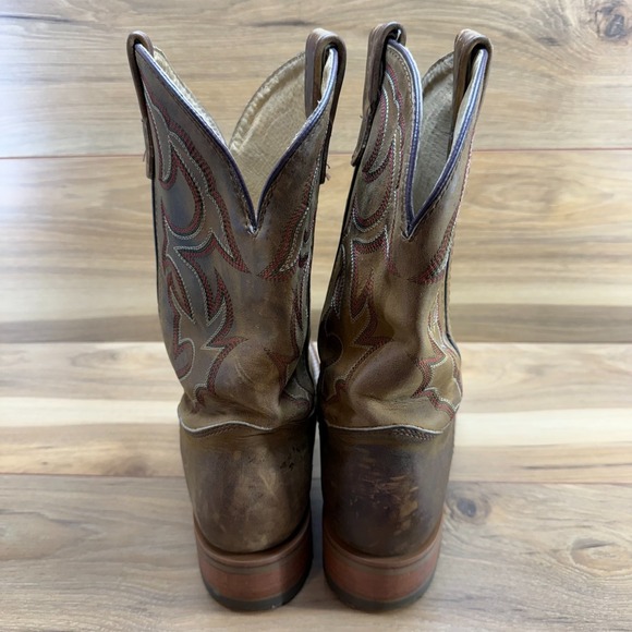 Double H Jase Boots Mens 12 D Brown Leather Square Toe Western Cowboy - Picture 8 of 11